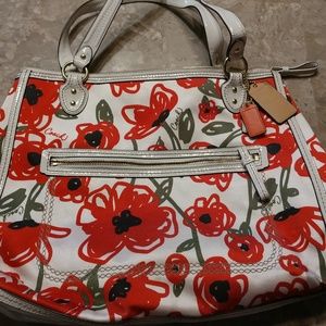Coach Purse with red poppy flowers